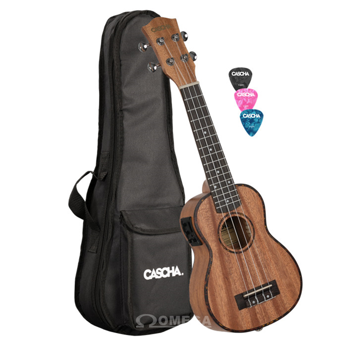 Omega Music CASCHA Soprano Mahogany Ukulele Set with pickup system
