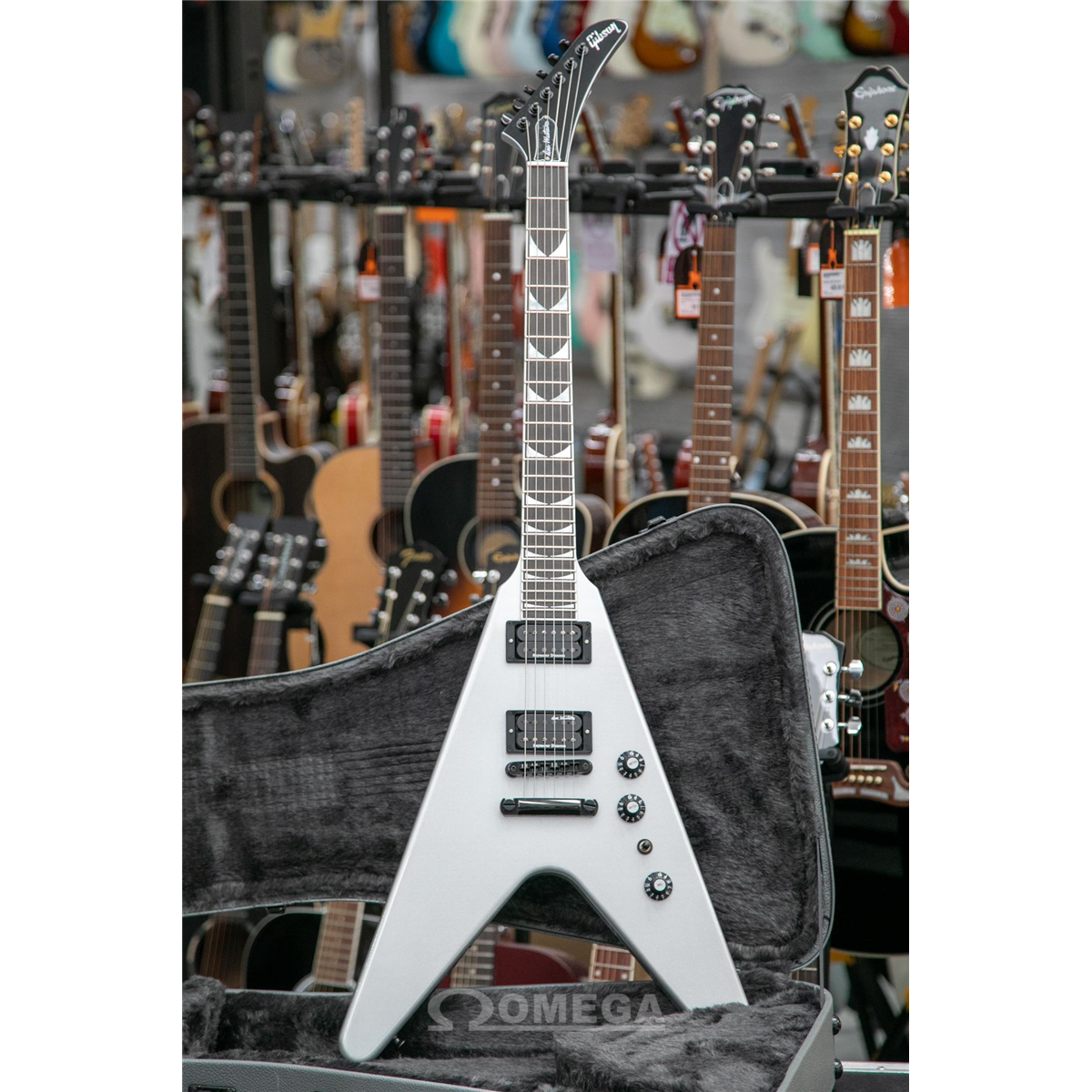 Omega Music GIBSON Dave Mustaine Signature Flying V EXP Silver