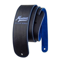 MANSON Premium Leather Guitar Strap Bluebell Logo