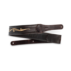 TAYLOR Spring Vine 2.5" Embroidered Leather Guitar Strap Chocolate Brown